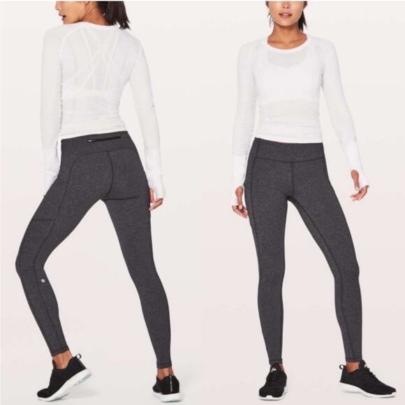 Lululemon Speed Up Tight Leggings Power Luxtreme Knit Heathered Black Gray 28" 6 - Picture 1 of 8